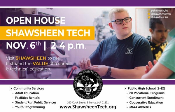 Shawsheen Valley Technical High School to Host Open House Sunday Nov. 6th