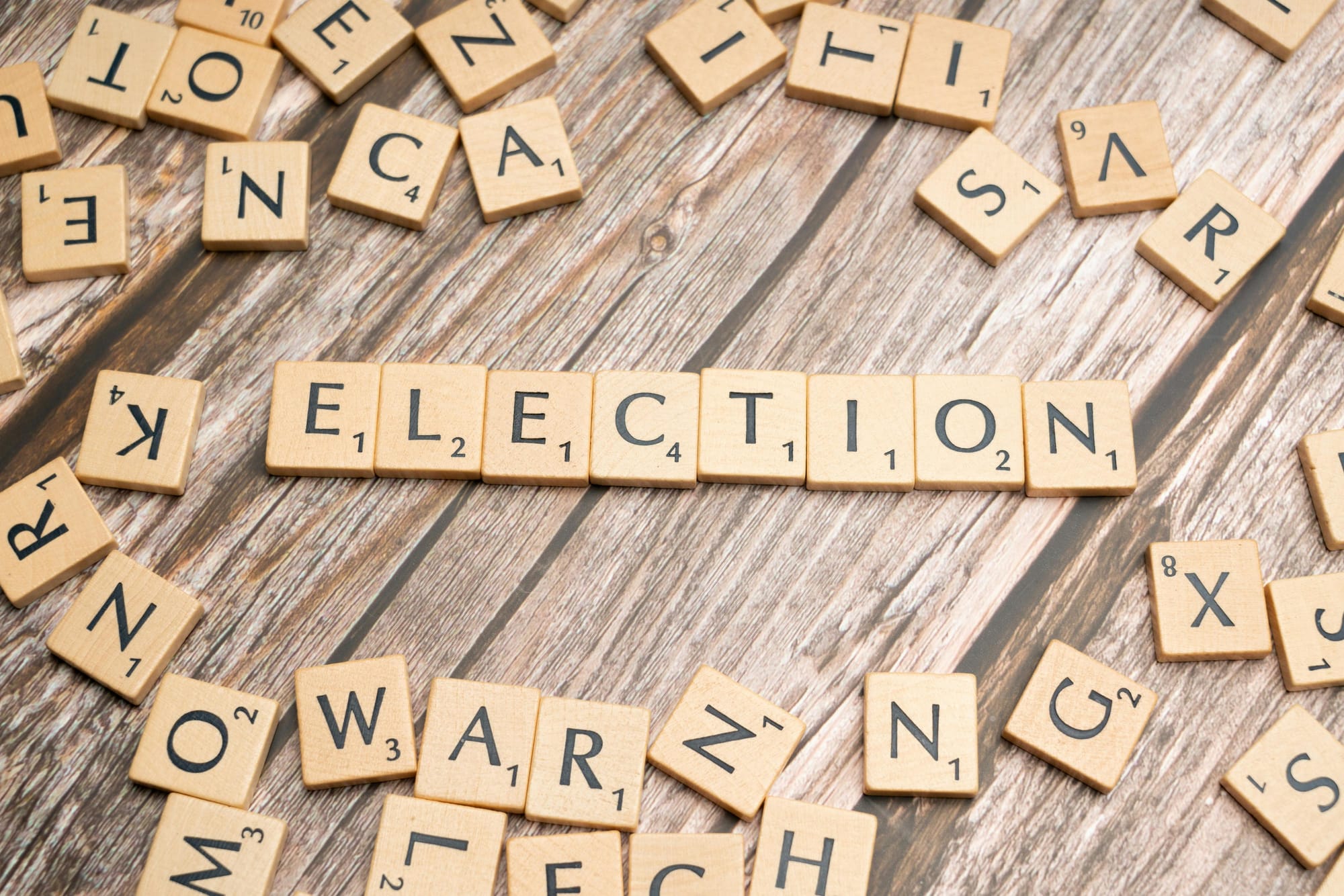 Scrabble tiles spelling out "Election"