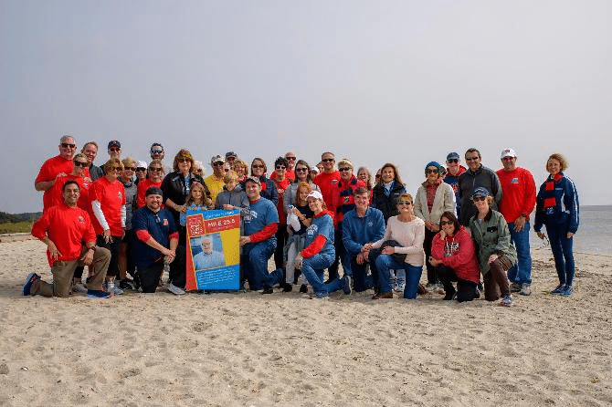 The "I'm With Joe" Jimmy Fund Walk team standing on the beach