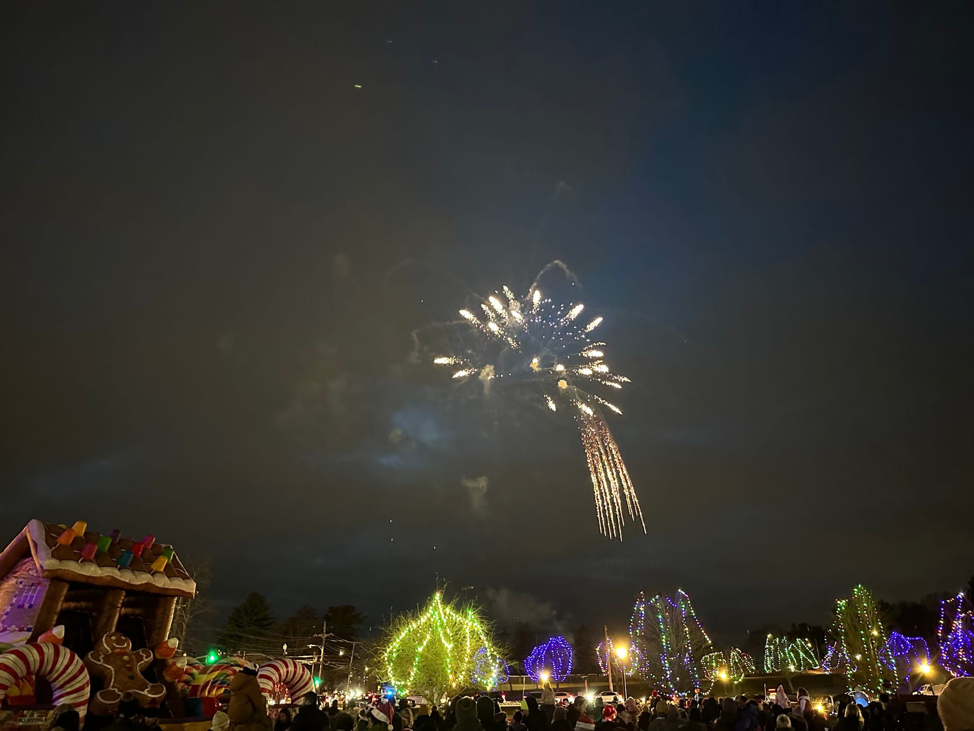 Fireworks over Burlington at the 2023 Tree Lighting