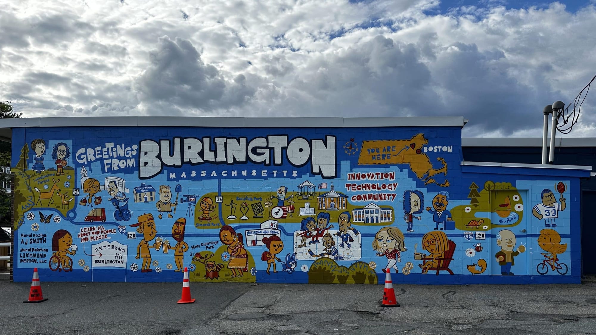 A mural of Burlington, Massachusetts