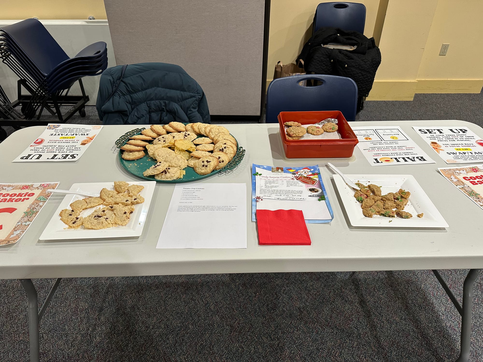 Potato chip and candy surprise cookies for the Burlington Public Library cookie swap.