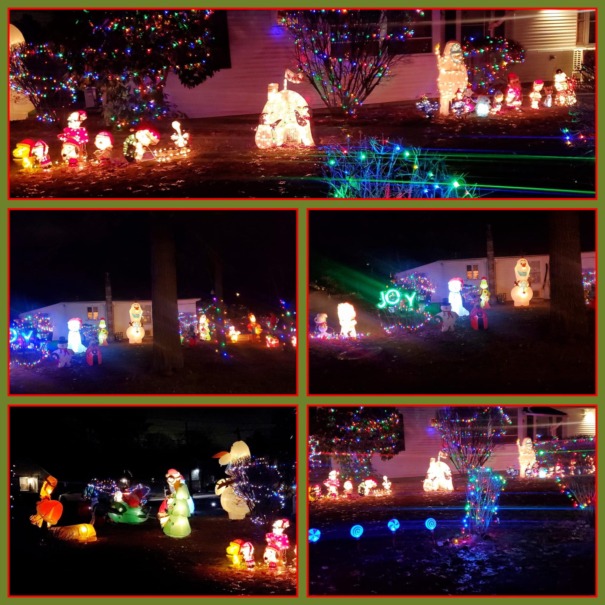 A collage of winter holiday decorations